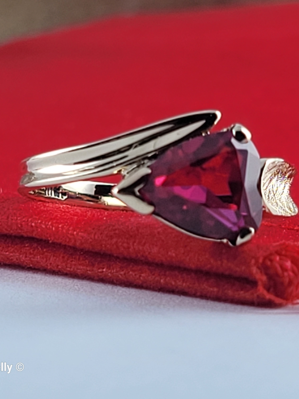 10K Yellow Gold Ruby Satin Finish Bypass Ring Size 6.25 - Solid Gold! 👌🎁
